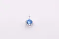 Minimalist S925 silver pendant featuring a round sky blue cubic zirconia in 4-prong setting - Sky Blue (Silver Base)