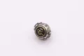 Perla in argento S925 con incisione vintage e simbolo sanscrito dorato per bracciale - Gallo