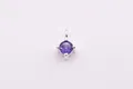 Purple round zircon pendant with four-prong silver setting for DIY jewelry - Purple (Silver Base)
