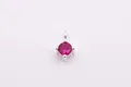 S925 sterling silver mini charm with faceted round red zircon in four-claw setting - Red (Silver Base)