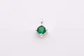 S925 silver mini pendant featuring a round green gemstone in a classic 4-prong setting - Green (Silver Base)