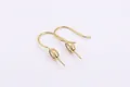 Classic gold S925 sterling silver ear hooks with oval zircon for DIY pearl jewelry - Gold Plated 925 Silver / Gold