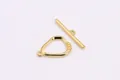 Macro detail of golden geometric S925 silver OT toggle clasp for jewelry necklaces - Large Silver Plated Gold