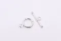 Fermoir à bascule en argent sterling S925 poli pour bijoux avec points décoratifs - Argent