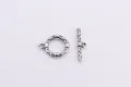 Vintage S925 Silber OT-Knebelverschluss mit graviertem Muster für DIY-Schmuck - Antike Farbe