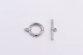 S925 Sterling Silber OT Knebelverschluss mit Vintage-Relief für DIY-Schmuckbau - Silber Platiniert