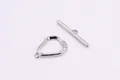 S925 sterling silver geometric OT toggle clasp set for DIY jewelry necklaces - Large Silver Plated Platinum
