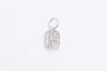 S925 sterling silver square hollow pendant with lucky Chinese character and ring loop - Fortune Silver