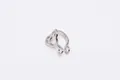 S925 sterling silver clip-on ring with hollow heart pattern and polished finish - Platinum-Plated Silver