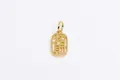Gold plated S925 sterling silver rectangular hollow pendant with lucky charm symbols - Fortune Gold