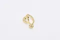 Golden DIY ear cuff jewelry component with hollow heart design and double ring loop - Gold-Plated Silver