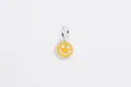 Yellow enamel smiley face charm in S925 sterling silver for DIY jewelry making - Pendant / Yellow
