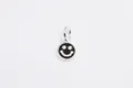 S925 sterling silver smiley face charm in black and silver for DIY jewelry making - Pendant / Black