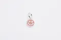 Roze emaille smiley hanger van S925 sterling zilver voor DIY sieraden maken - Hanger / Roze