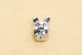 Vintage S999 Sterlingsilber Hasen-Charm-Perle mit Glückssymbolen für DIY-Schmuckherstellung - Ruyi-Hase / Antik-Silber
