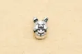 S999 Silber 3D Hartsilber Kaninchen Perle mit Mond für DIY Armbandherstellung - Barrenhase / Antik-Silber