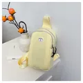 Cute cream yellow chest bag with a smiley face logo and casual nylon canvas material - Yellow