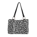 Borsa tote in tela zebrata con spallacci in pelle sintetica nera su sfondo bianco - Leopardo Nero