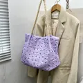 Sweet light purple tote bag with black bows and stylish cotton rope handle - Purple