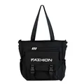 Grand sac bandoulière utilitaire noir avec imprimé FASHION et poche à boucles robuste - Style FASHION Trois Rayures (Style 5)