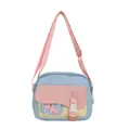 Mini borsa a tracolla colorata in nylon per ragazze in stile giapponese con cinturino - Blu
