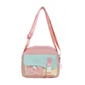 Borsa a tracolla in nylon rosa e verde menta per ragazza con tracolla regolabile - Rosa