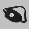 Schwarze Canvas-Gürteltasche mit rundem Sternen-Patch und verstellbarem Riemen für Sport - Schwarz