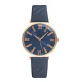 Dettaglio del quadrante blu con numeri romani in oro rosa e indici con diamanti incastonati - Solo Orologio Blu