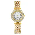 Orologio al quarzo dorato da donna con strass scintillanti e quadrante con numeri romani - Oro