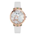 Bohemian women's watch with reindeer pattern dial and crystal-embellished bezel - White Watch Only
