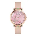 Bohemian quartz watch with pink leather strap, rose gold deer dial and colorful crystals - Pink Watch Only