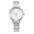 Minimalist silver steel strap watch with white dial and quartz movement for women - Silver Case White Dial