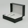 Estuche de joyería de cuero PU negro con cojín para reloj y forro blanco - Juego de 5 Piezas Negro