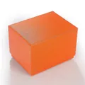 Detalle de la caja de regalo rectangular naranja de cuero PU con acabado texturizado - Naranja