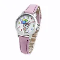 Cute kids pink leather quartz watch featuring a cartoon rabbit and balloon dial design - Light Purple