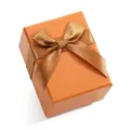Caja de regalo para joyas de cuero PU naranja con lazo de cinta decorativo a juego - Lazo Naranja