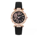 Detail der roségoldenen Strass-Lünette und des schwarzen Sternenhimmel-Zifferblatts der Uhr - Schwarz