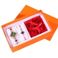 Women's rose gold lucky clover watch and bracelet set with diamonds in a luxury gift box - Rose Flower Gift Presentation