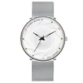Herenhorloge met zilveren mesh-band en witte wijzerplaat met spiraalvormig diafragma - Mesh Band Zilveren Kast Witte Wijzerplaat
