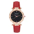 Detail of rose gold wavy bezel watch with sparkling crystals and starry sky dial - Watch Only / Red