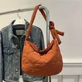 Quilted heart pattern hobo shoulder bag in bright orange with bow detail on strap - Orange