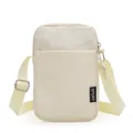 Mini bolso bandolera minimalista de nailon blanco roto con correa ajustable - Blanco