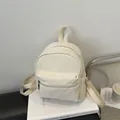 Minimalistische crèmewitte waterdichte mini-rugzak met nylon ontwerp met zakken - Wit