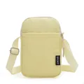 Minimalistische cremegelbe Handy-Umhängetasche aus Nylon mit Sport-Schultergurt - Gelb