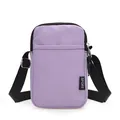 Kompakte hellviolette Nylon-Umhängetasche für Handys mit verstellbarem Gurt und Sport-Tag - Lila