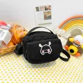 Petit sac bandoulière noir en velours côtelé avec broderie animale mignonne et sangle - Style 2 Noir