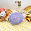 Joli sac bandoulière en velours côtelé violet clair avec broderie cartoon douce - Modèle 2 Violet