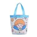 Schattige cartoon canvas emmertas voor kinderen met Lucky Boy print en blauwe hengsels - Blauwe Gelukkige Jongen