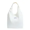 Borsa tote minimalista in velluto a coste bianco con etichetta Fashion Instinct - Bianco