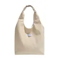 Borsa tote beige in velluto a coste con etichetta Fashion Instinct e tracolla casual - Cachi